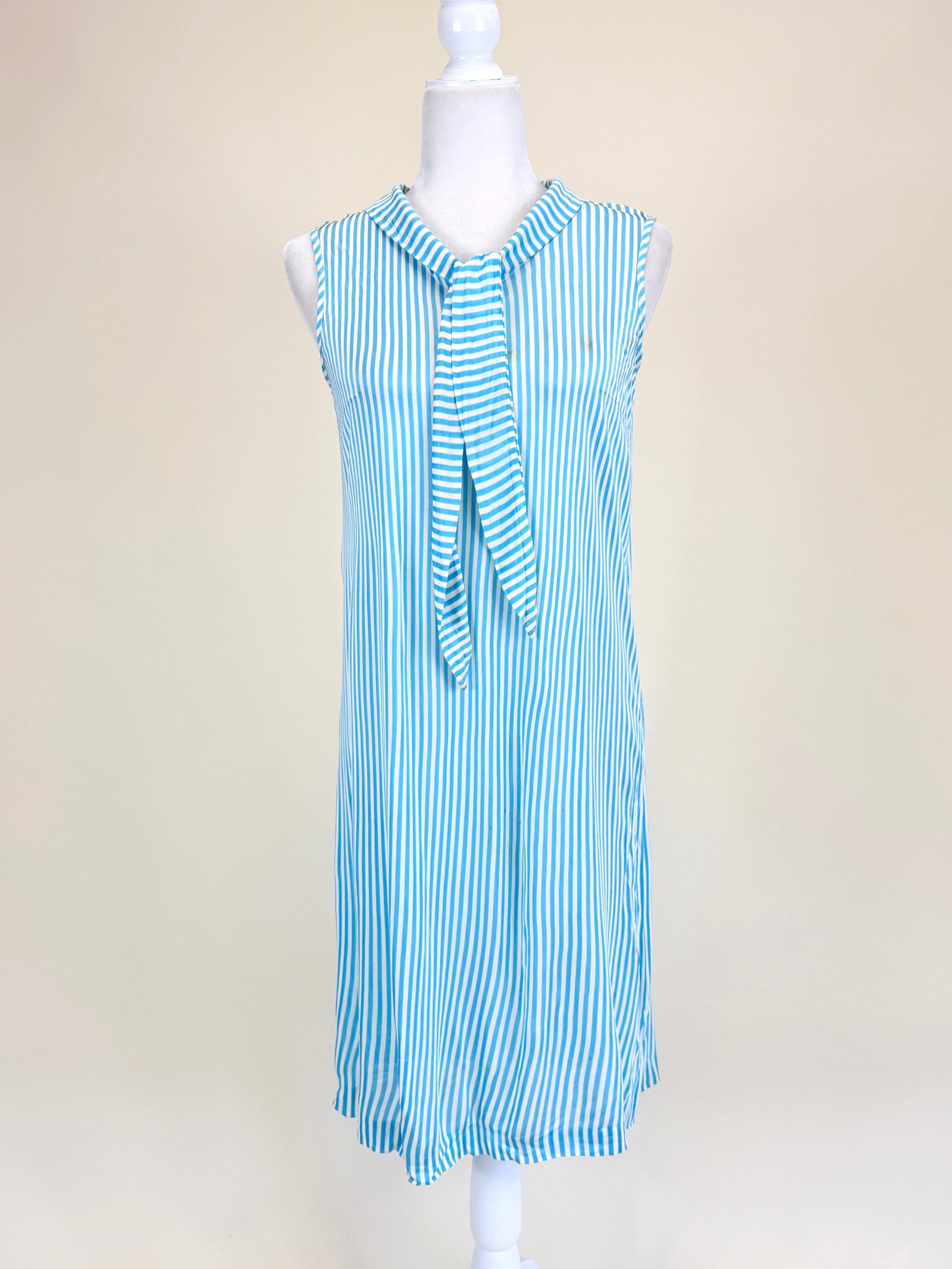 VINTAGE 1960s70s CAROL BRENT SEASIDE DRESS: B/W 36", some staining, see photos