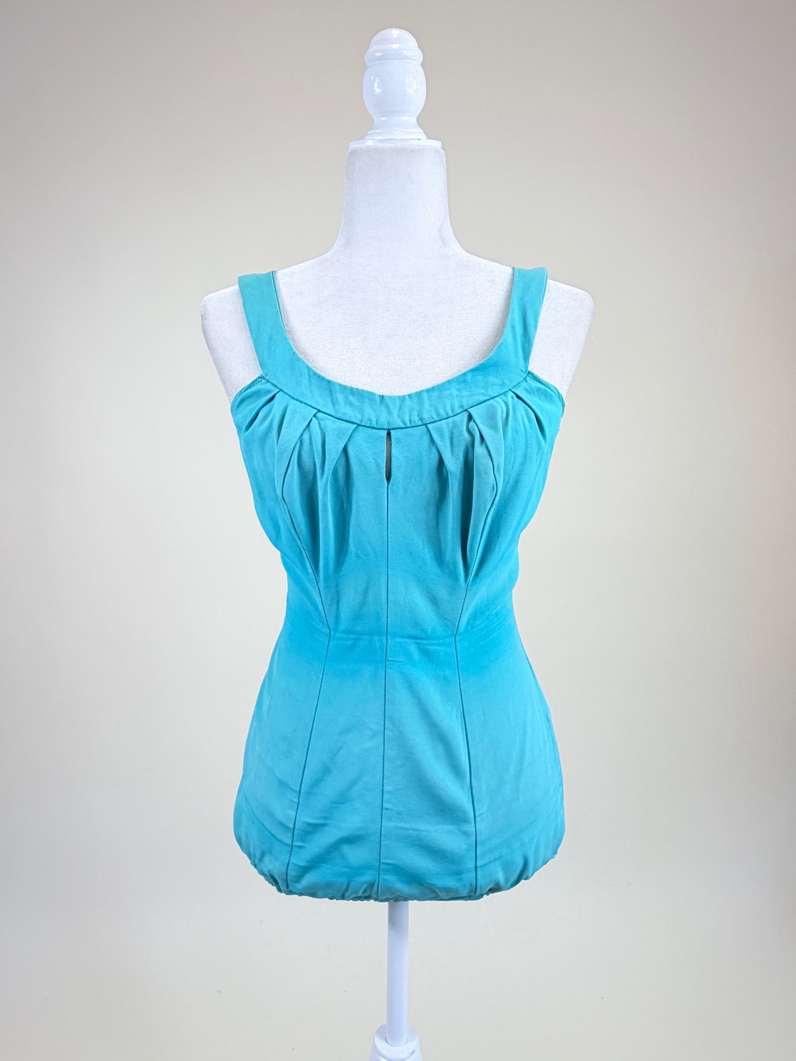 VINTAGE 1970s JANTZEN BATHING SUIT: B 36", W 28", fading, wear to buttons, see photos