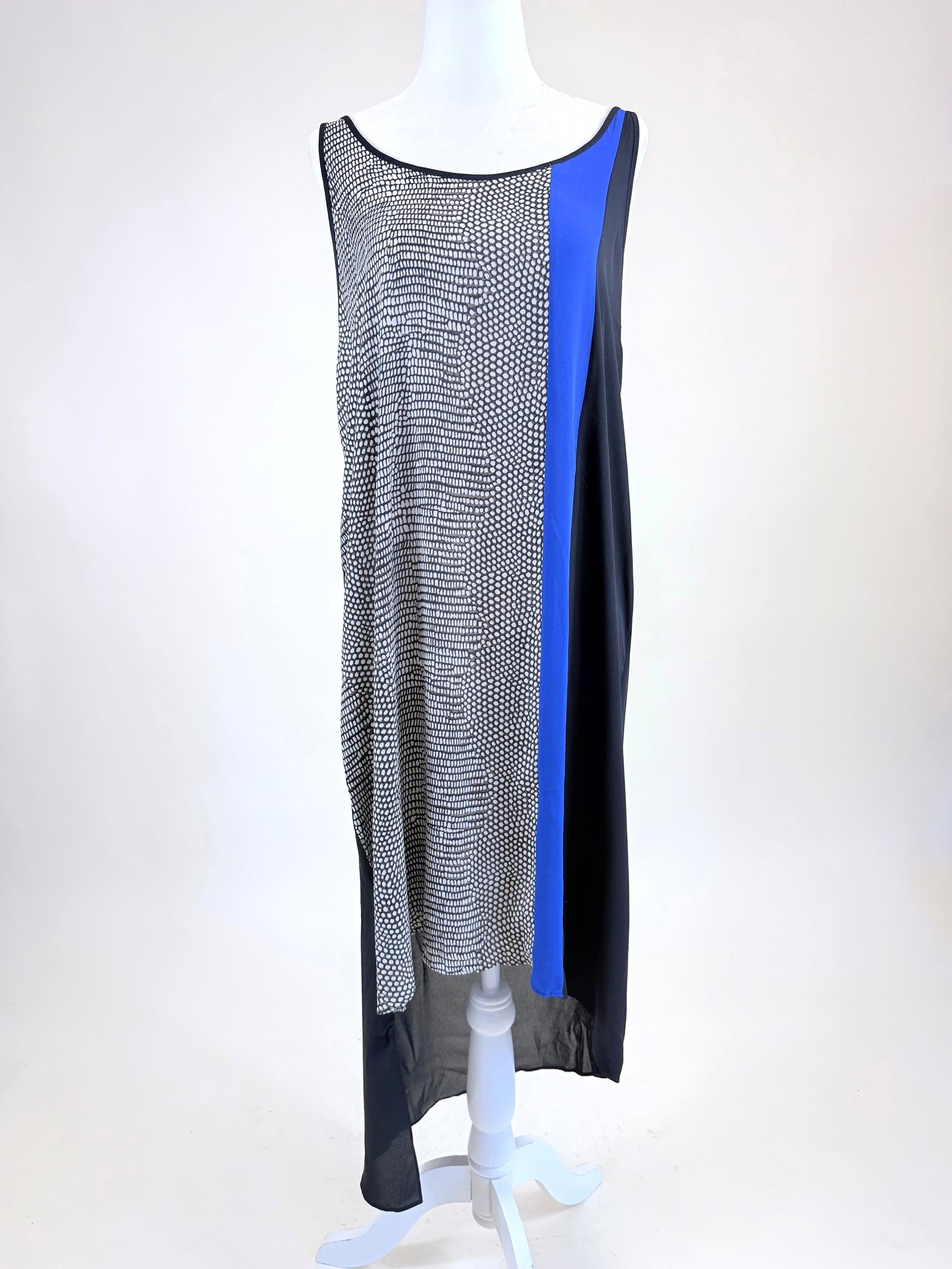 BLUMARINE PRINTED & COLORBLOCK GEORGETTE ASYMMETRICAL SLIP DRESS (1 of 6)