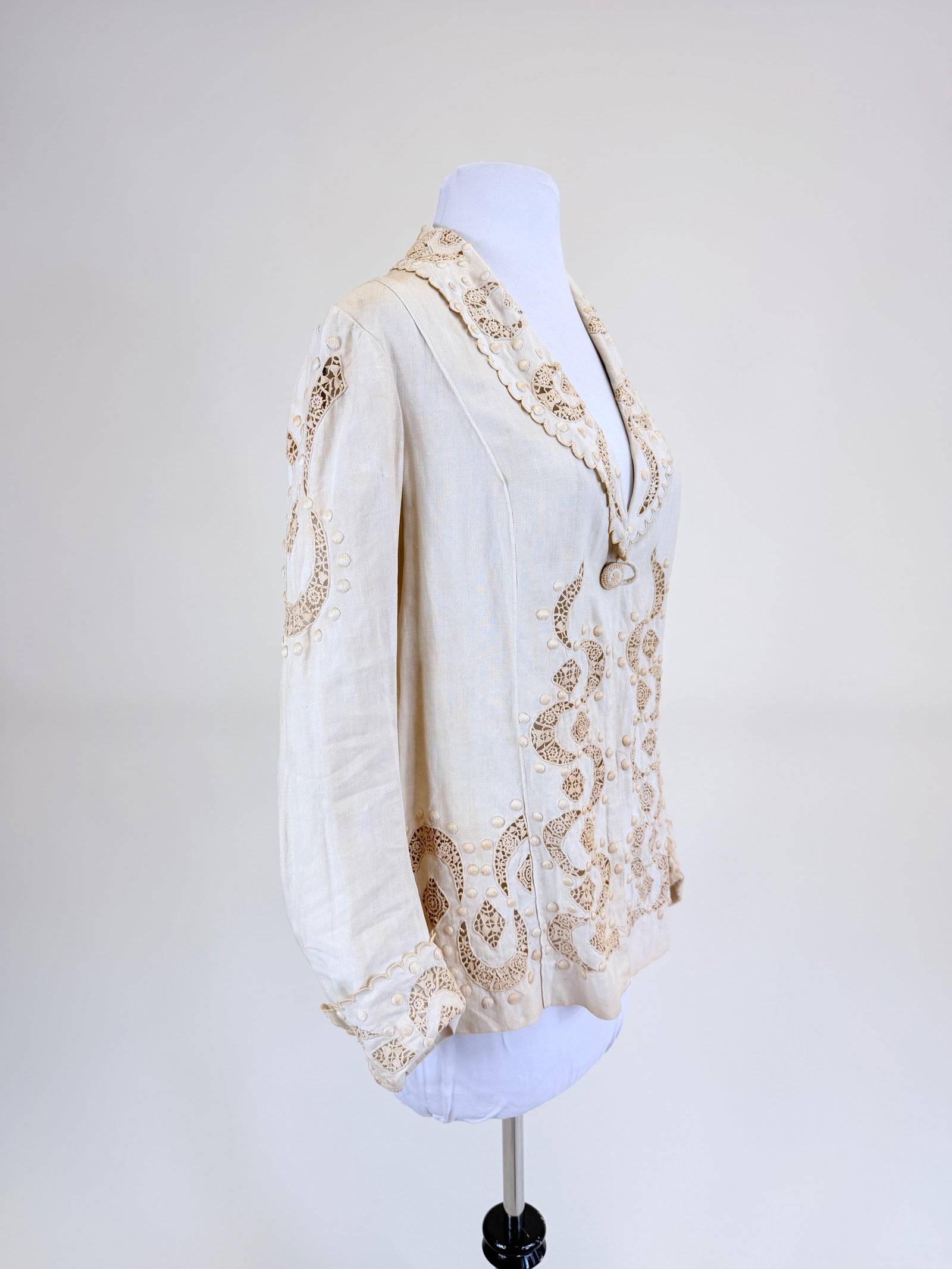 ANTIQUE EDWARDIAN LINEN JACKET - 2