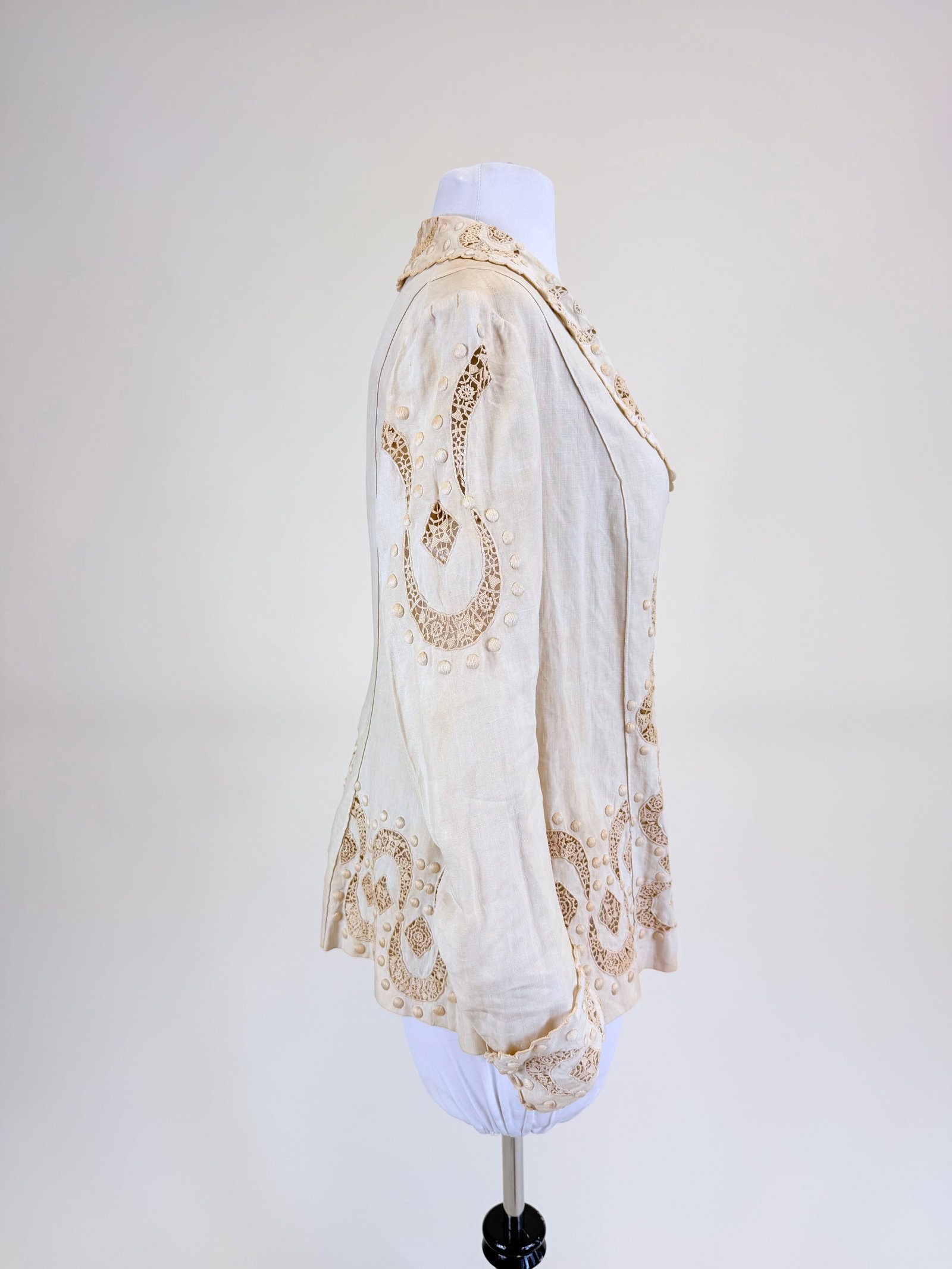 ANTIQUE EDWARDIAN LINEN JACKET - 3