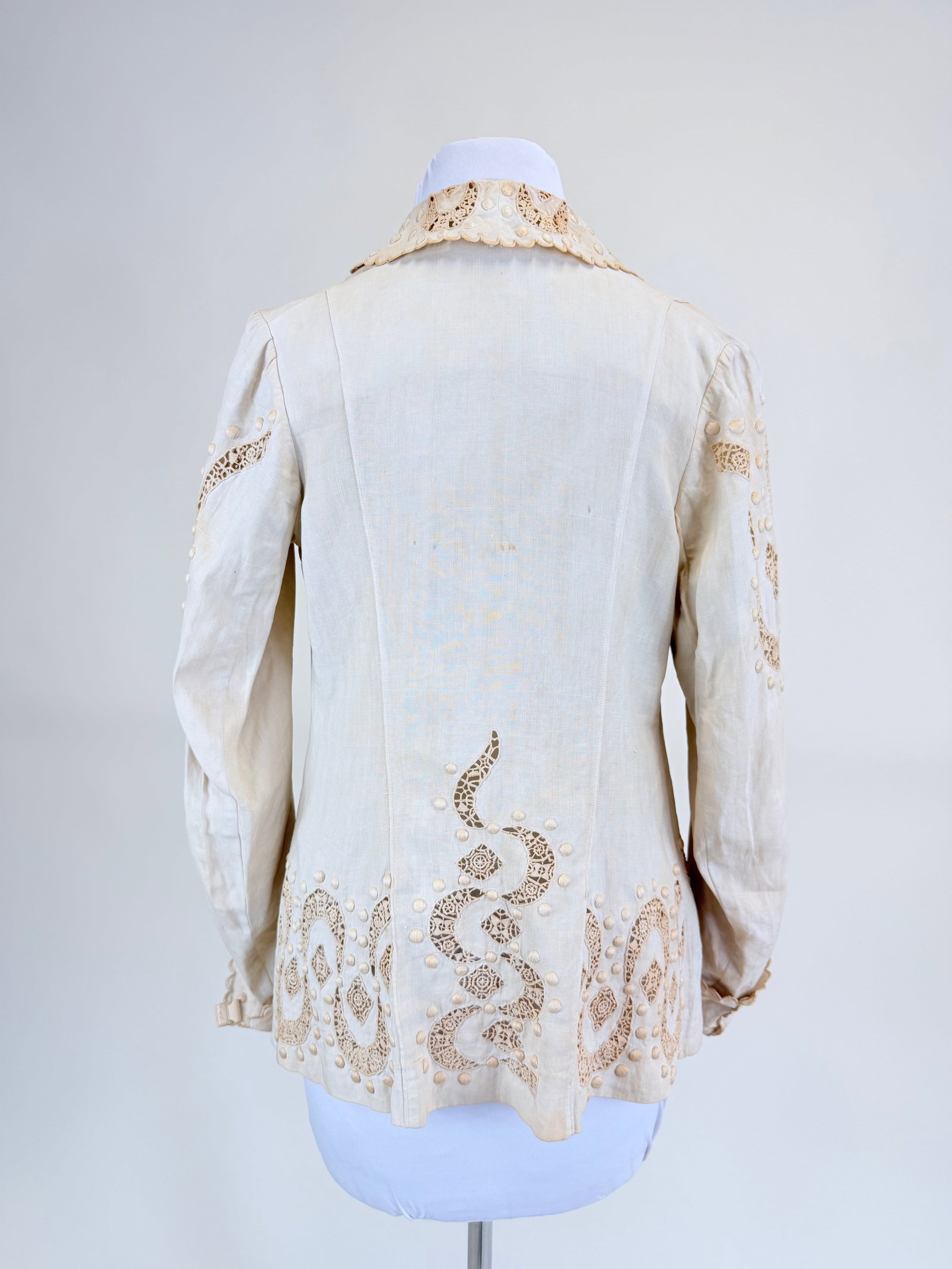 ANTIQUE EDWARDIAN LINEN JACKET - 4