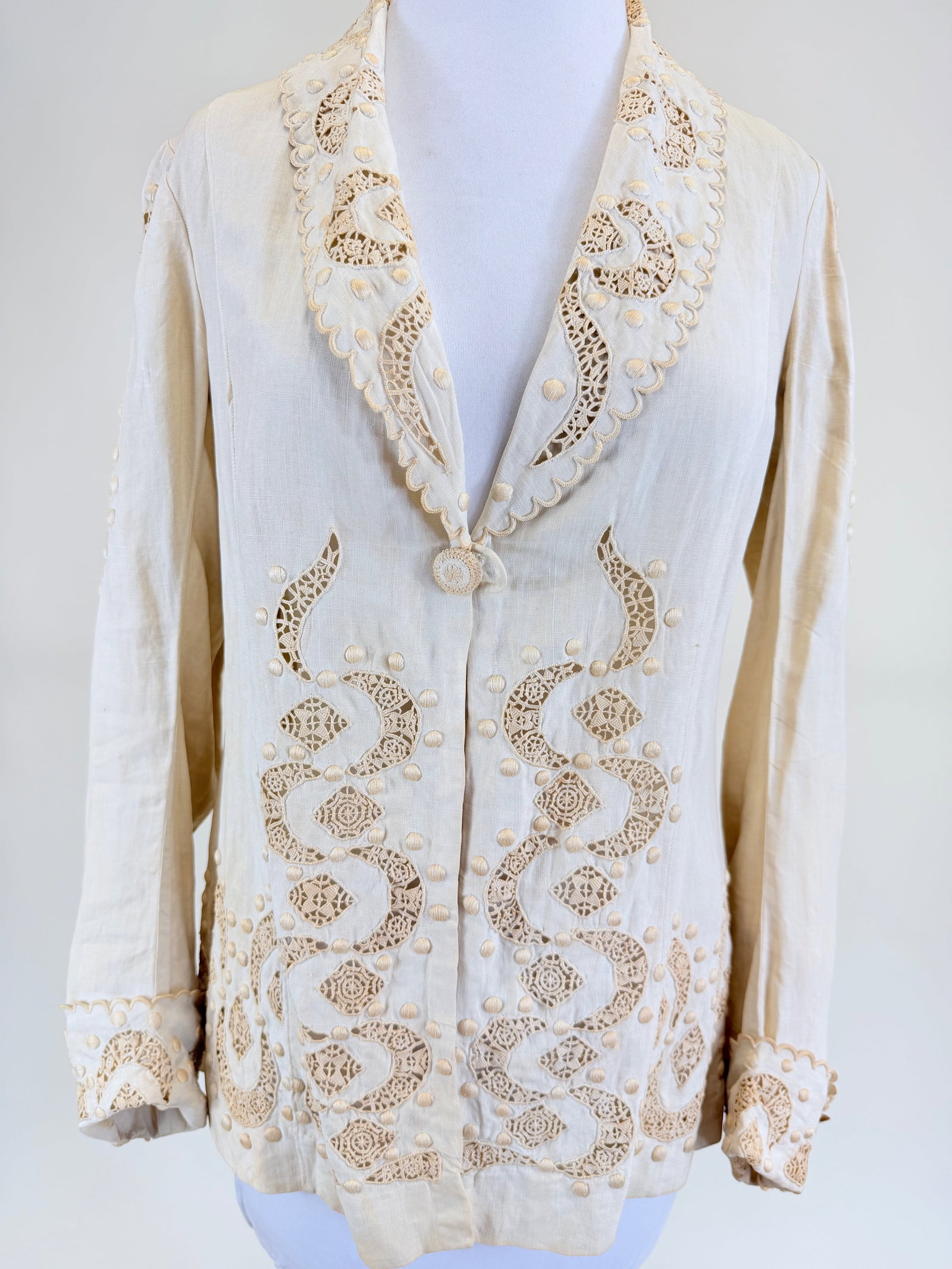 ANTIQUE EDWARDIAN LINEN JACKET - 5
