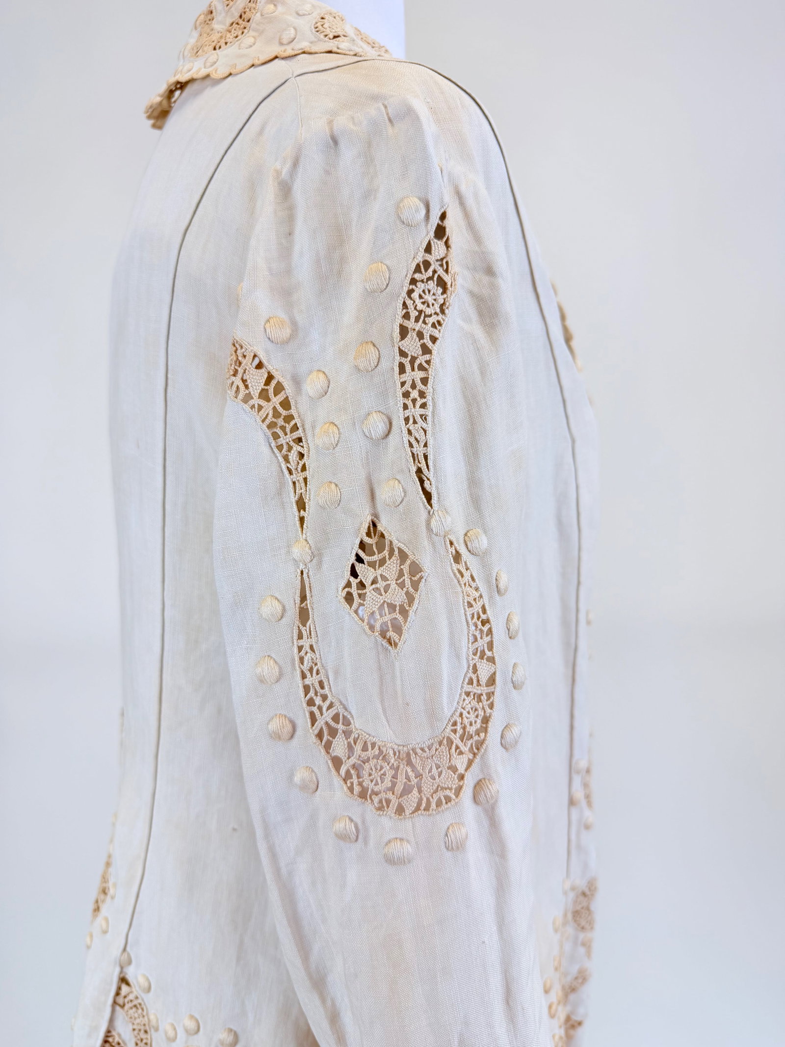 ANTIQUE EDWARDIAN LINEN JACKET - 6