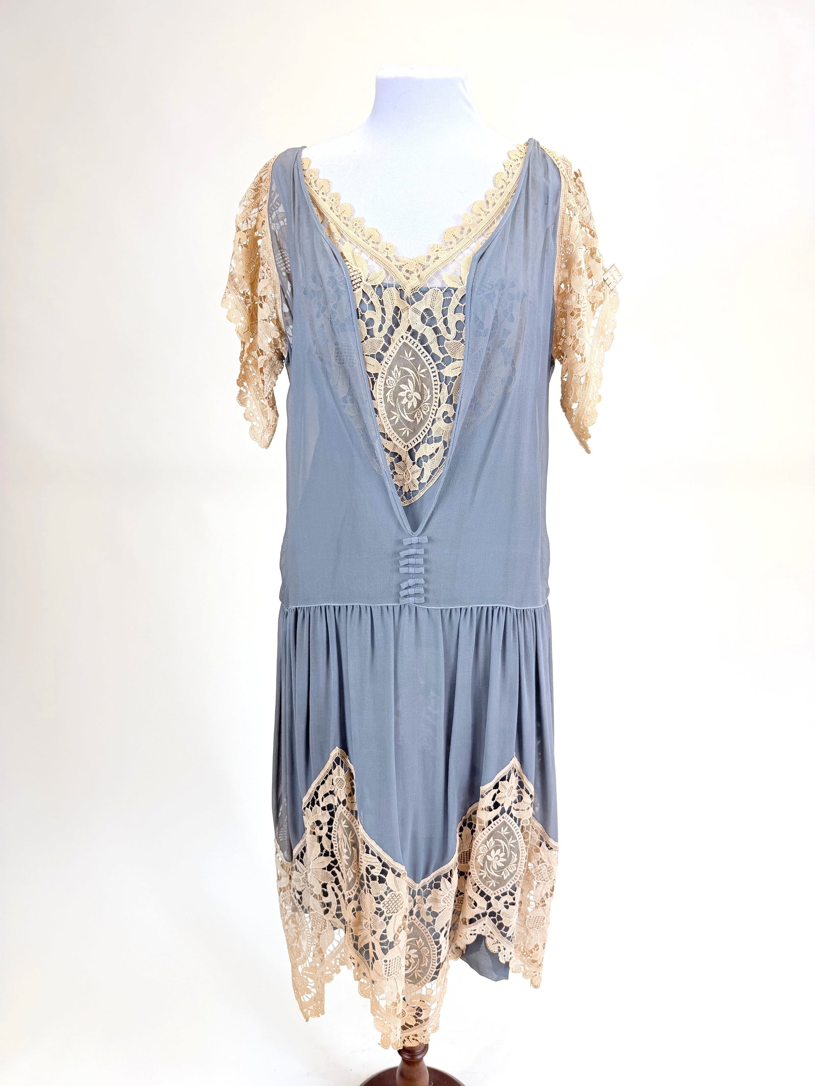 LOVELY ANTIQUE c. 1925 2-PIECE SILK GEORGETTE PARTY DRESS (1 of 12)