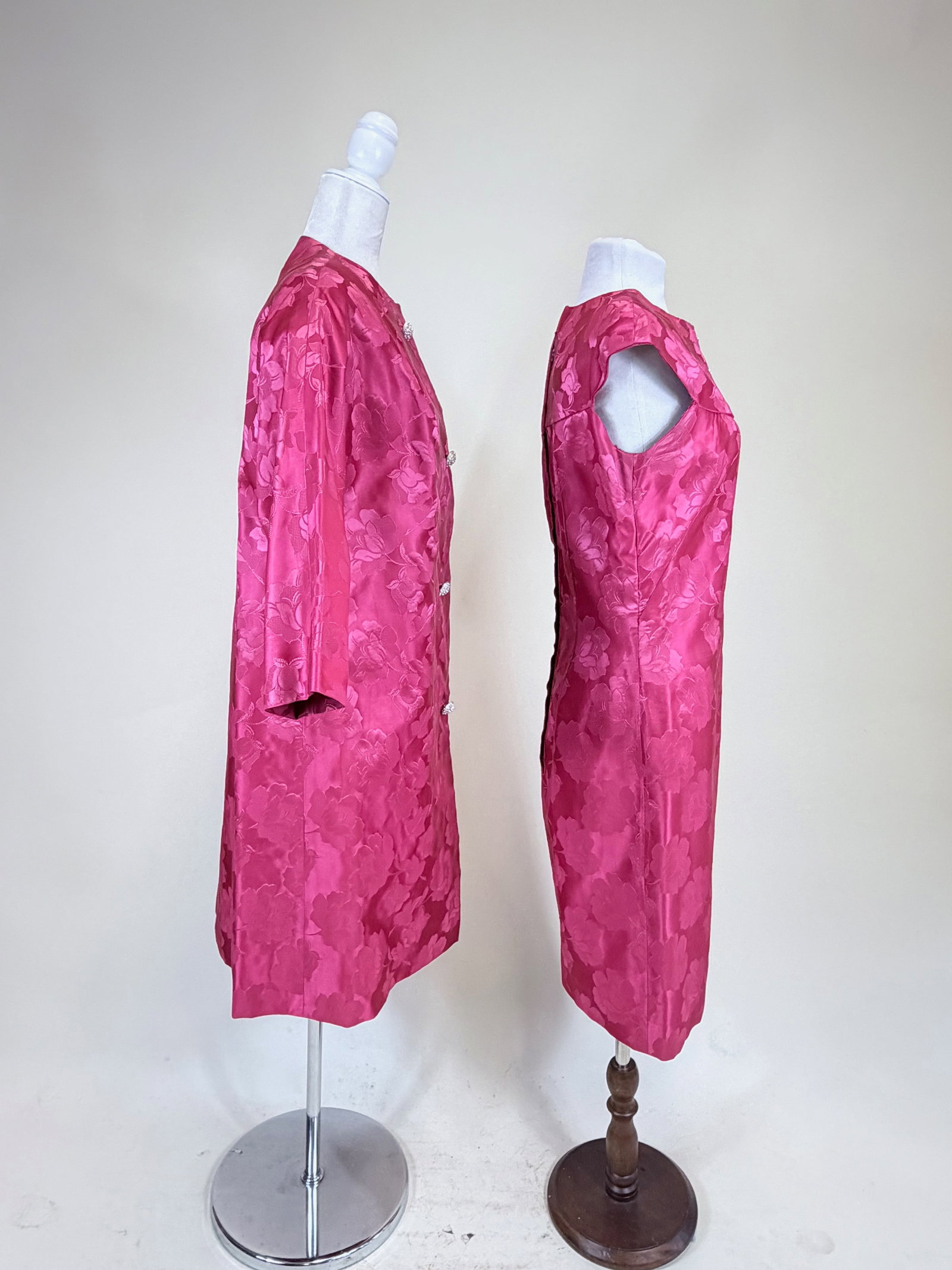 TWO PIECE PATTERNED SATIN ENSEMBLE, 1960s - 2