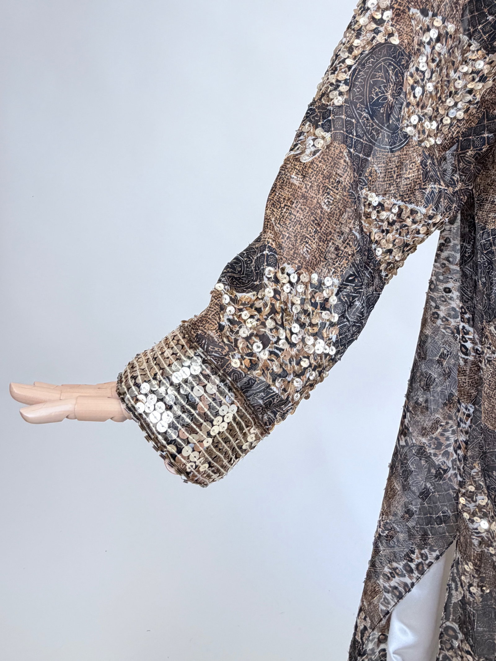 PRINTED & SEQUINED CHIFFON DUSTER, 1990s - 7