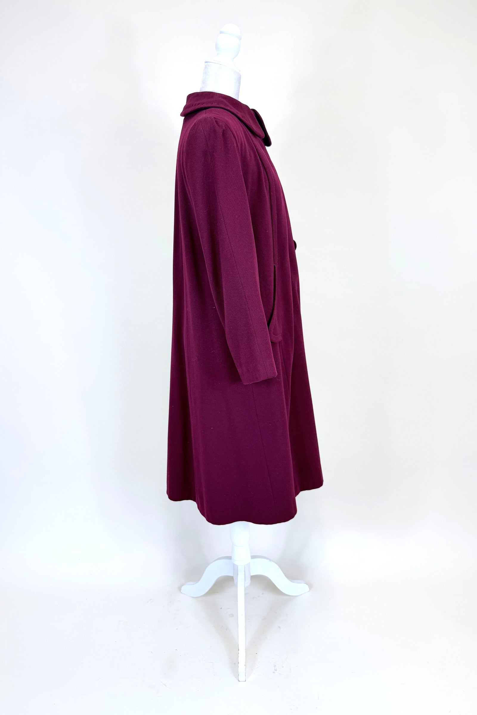 BURGUNDY WOOL SWING COAT, 1950s - 4
