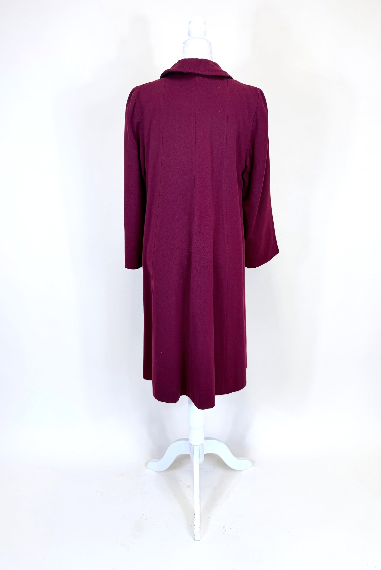 BURGUNDY WOOL SWING COAT, 1950s - 5