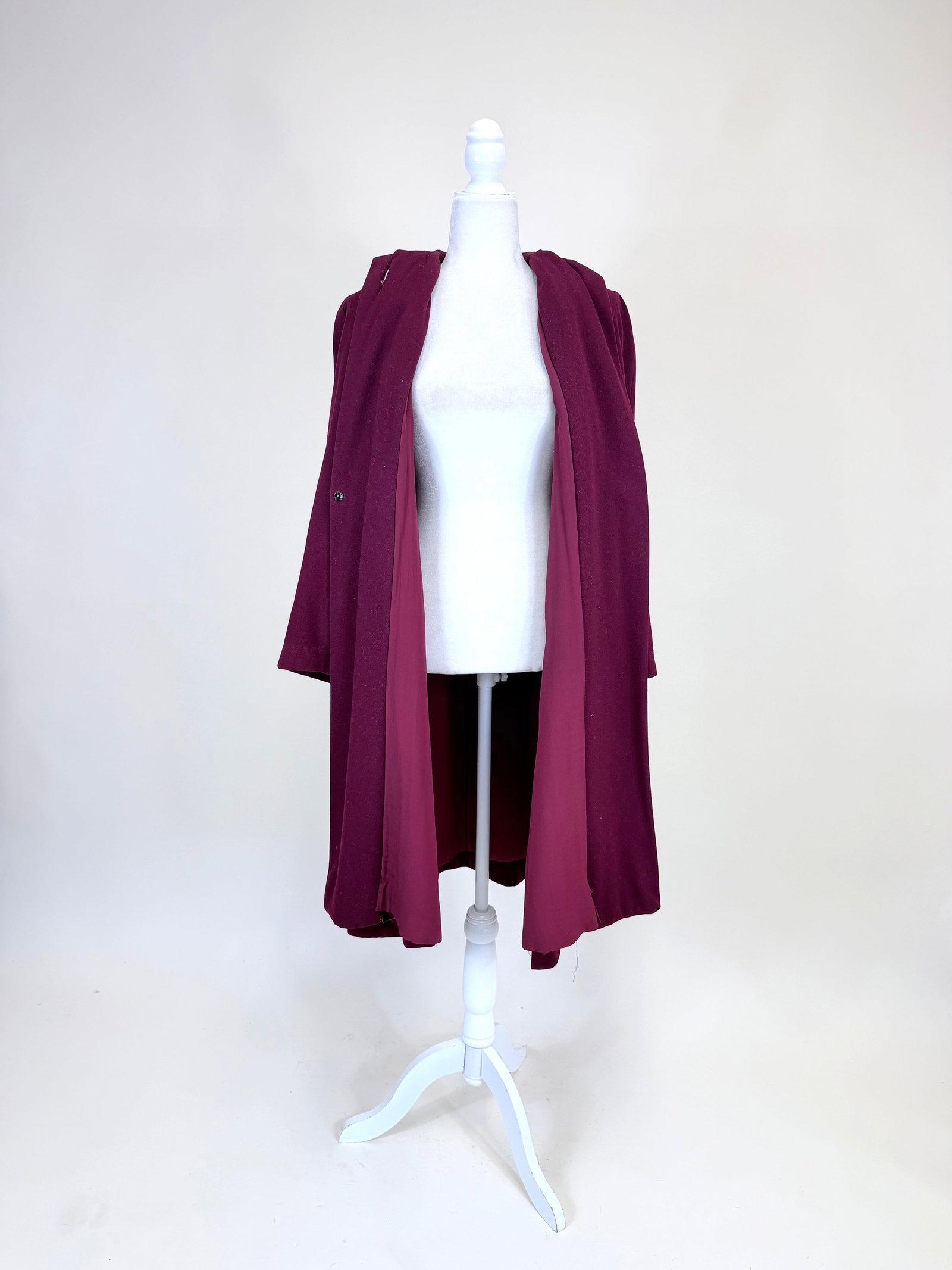 BURGUNDY WOOL SWING COAT, 1950s - 6