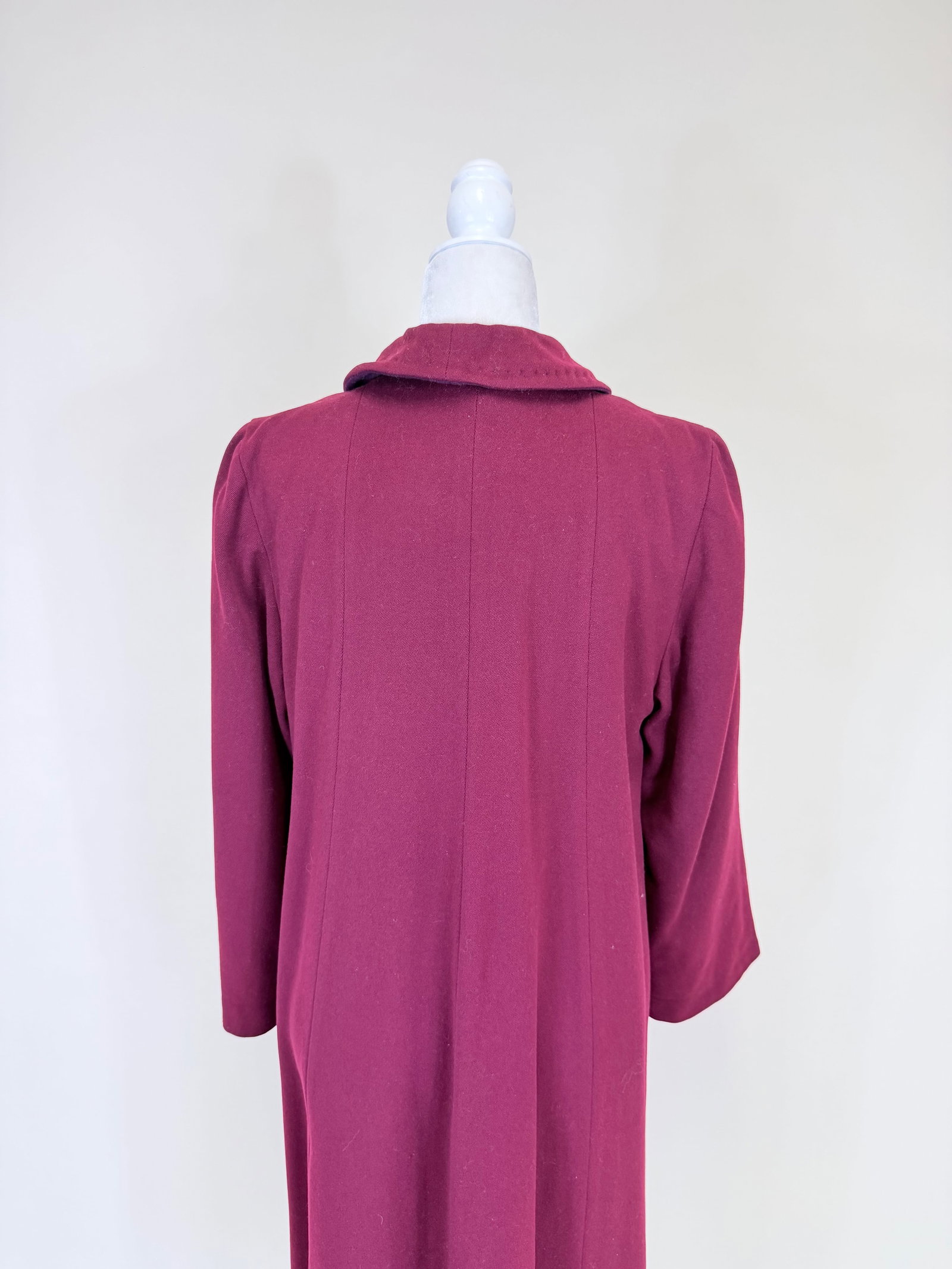 BURGUNDY WOOL SWING COAT, 1950s - 7