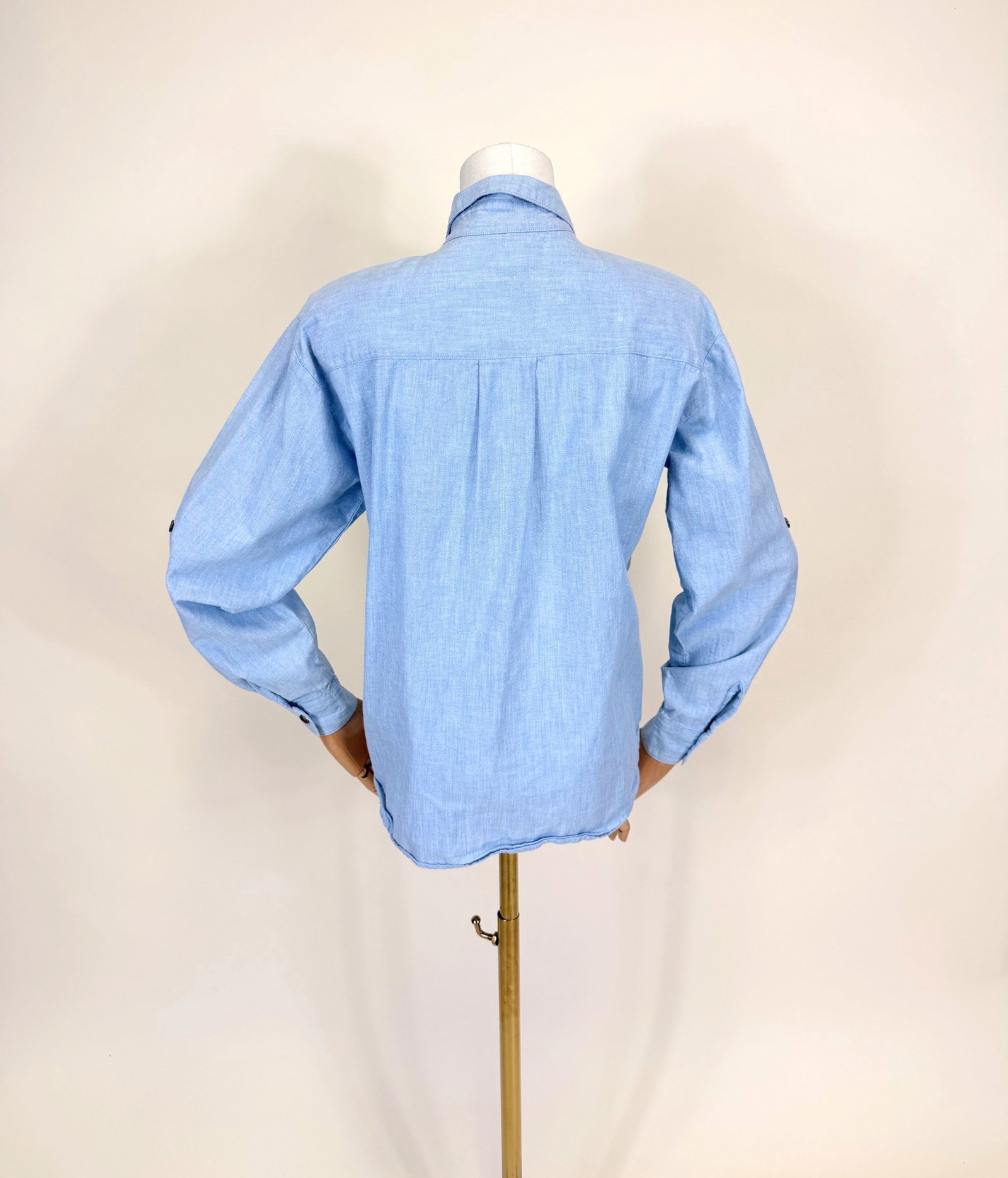 COTTON CHAMBRAY PATCHWORK EMBROIDERED BUTTON UP, 1980s - 4