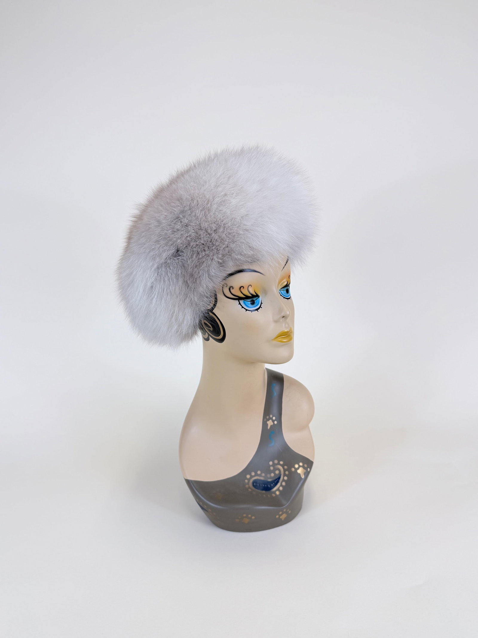 SILVER FOX PILLBOX WINTER HAT, 1960s - 2