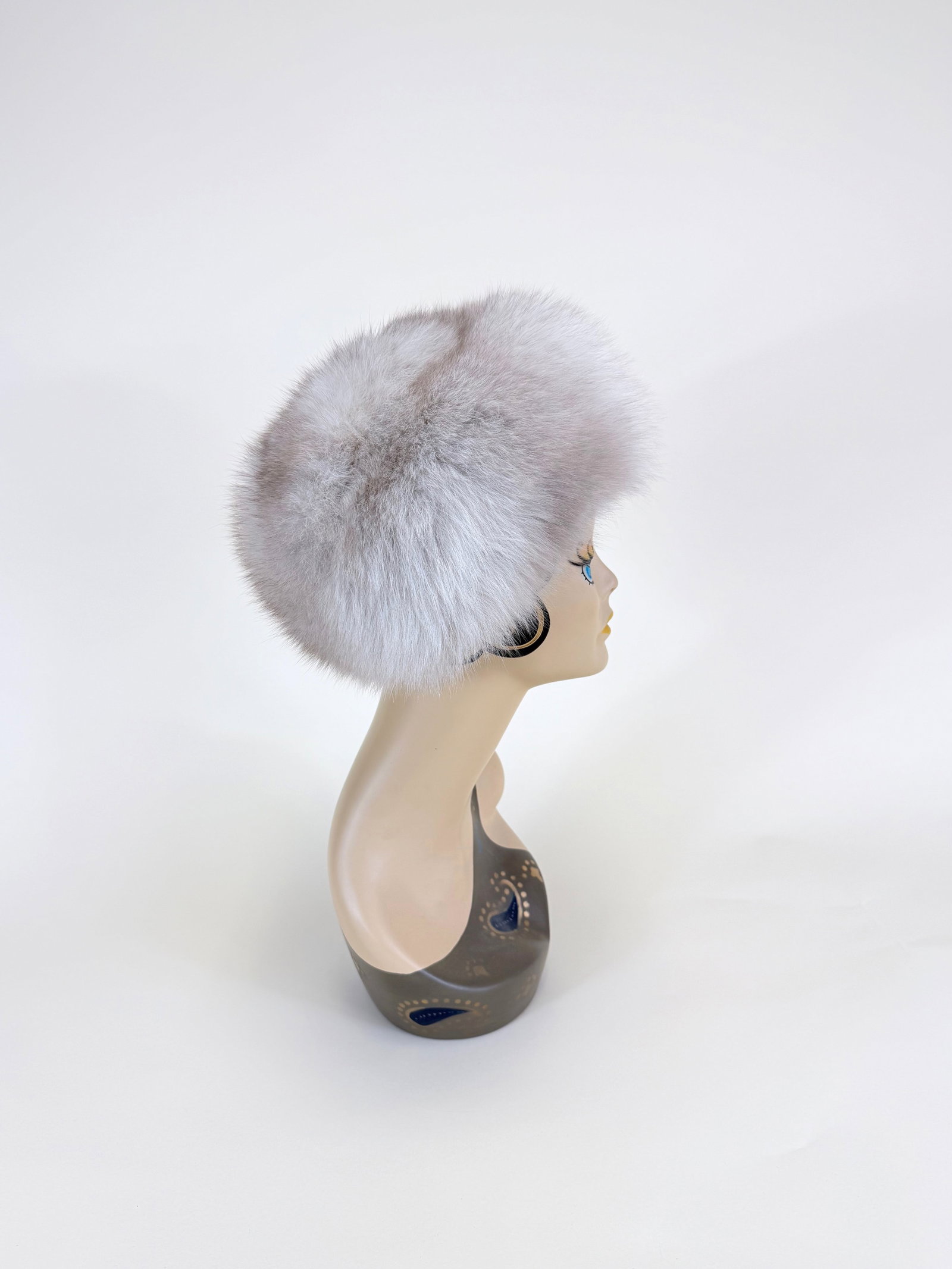 SILVER FOX PILLBOX WINTER HAT, 1960s - 3