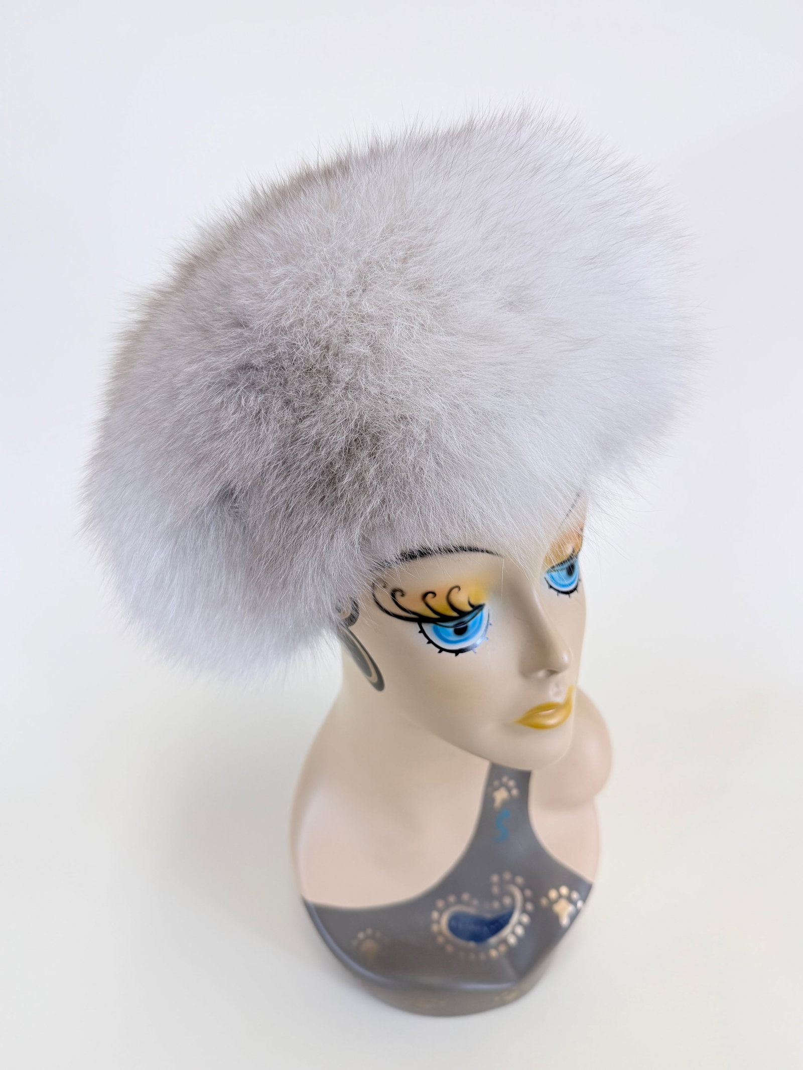 SILVER FOX PILLBOX WINTER HAT, 1960s - 6