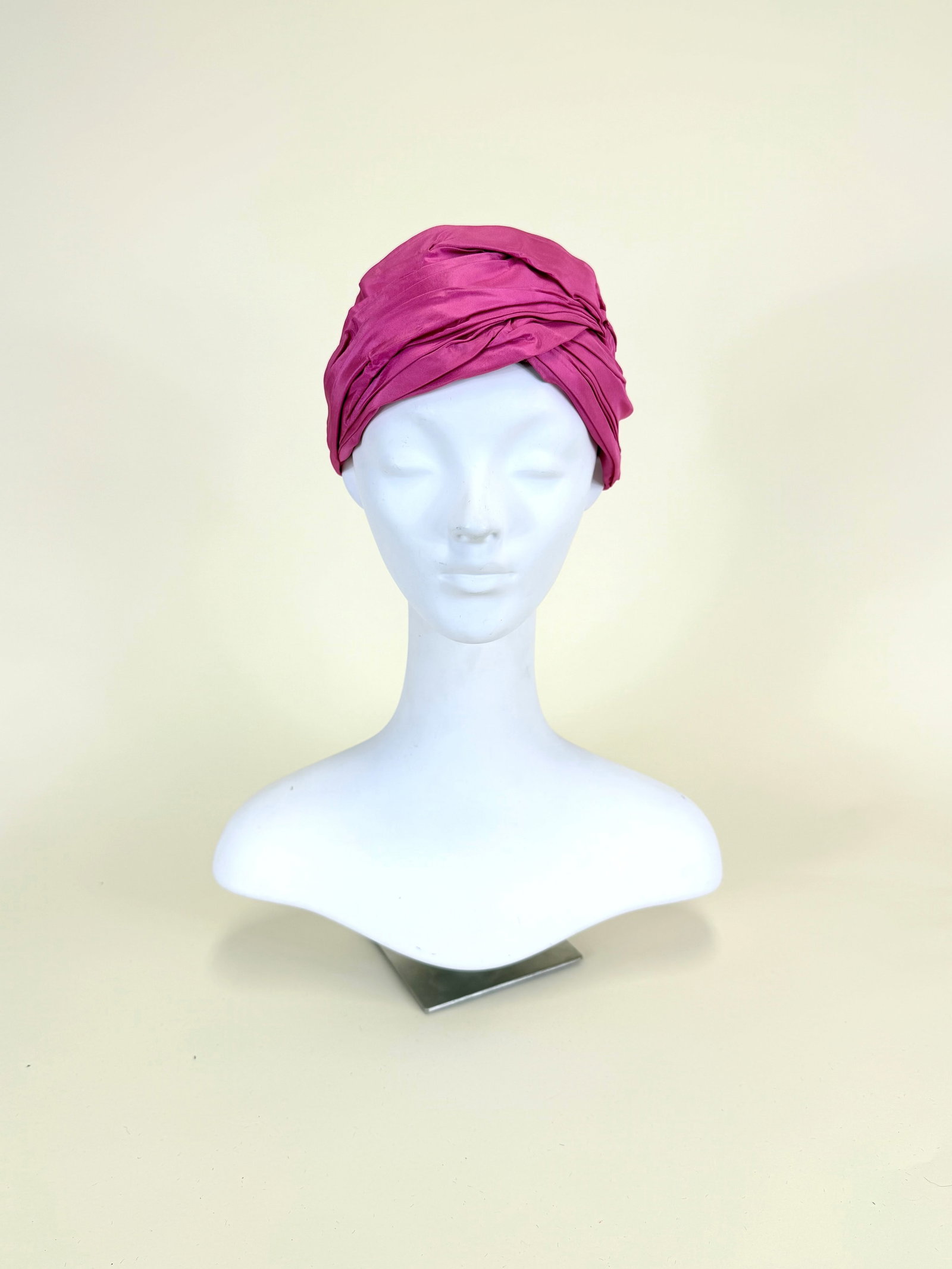 ADOLFO PINK SILK TURBAN, 1960s: Good condition, see photos