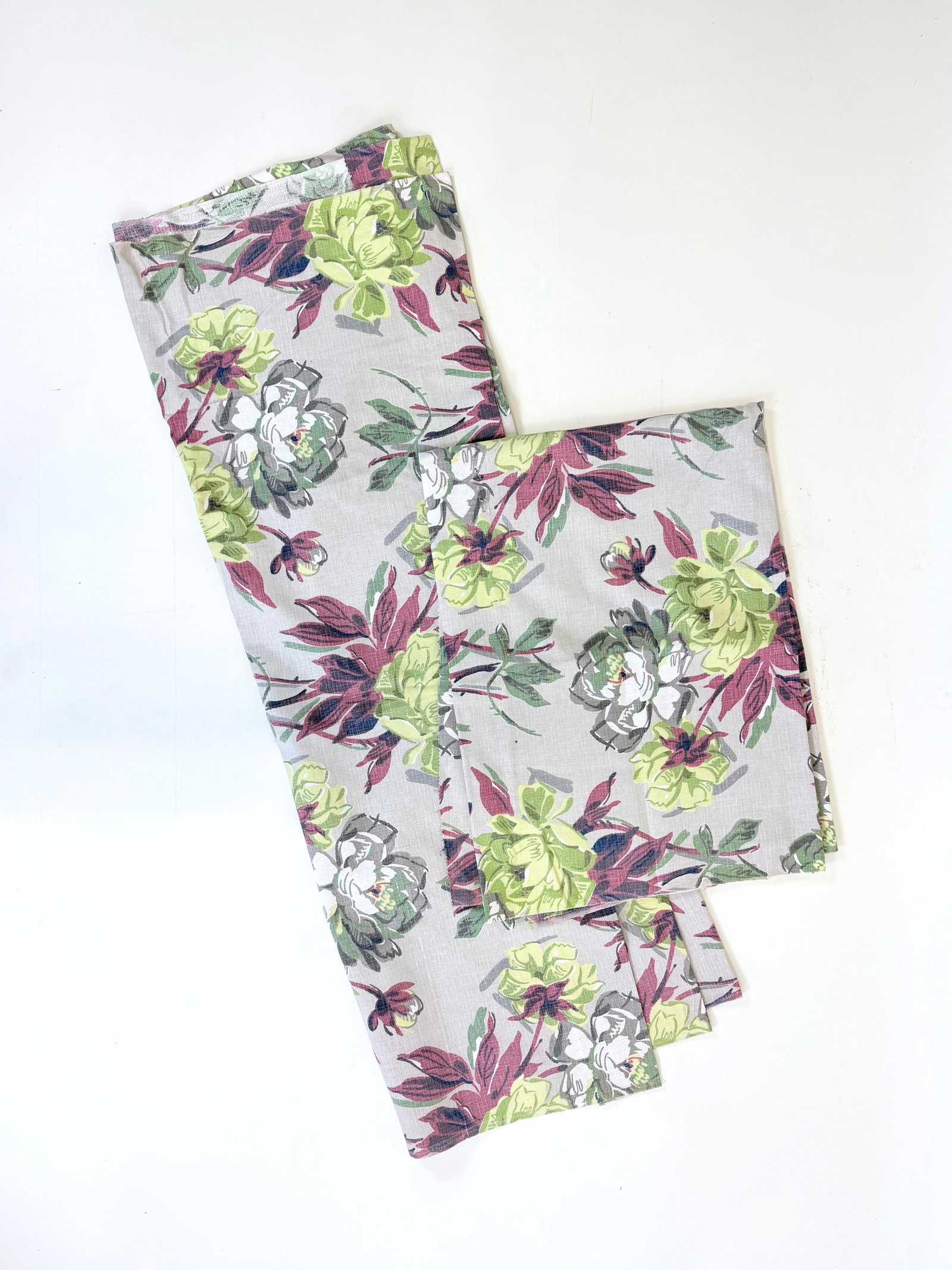 SIX FLORAL PRINTED CANVAS PANELS, MID 2OTH C (1 of 2)