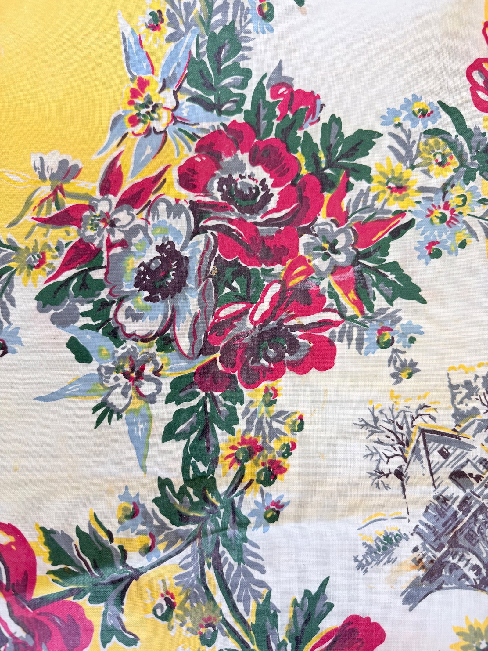 TWO PRINTED COTTON TABLECLOTHS, MID 2OTH C - 2