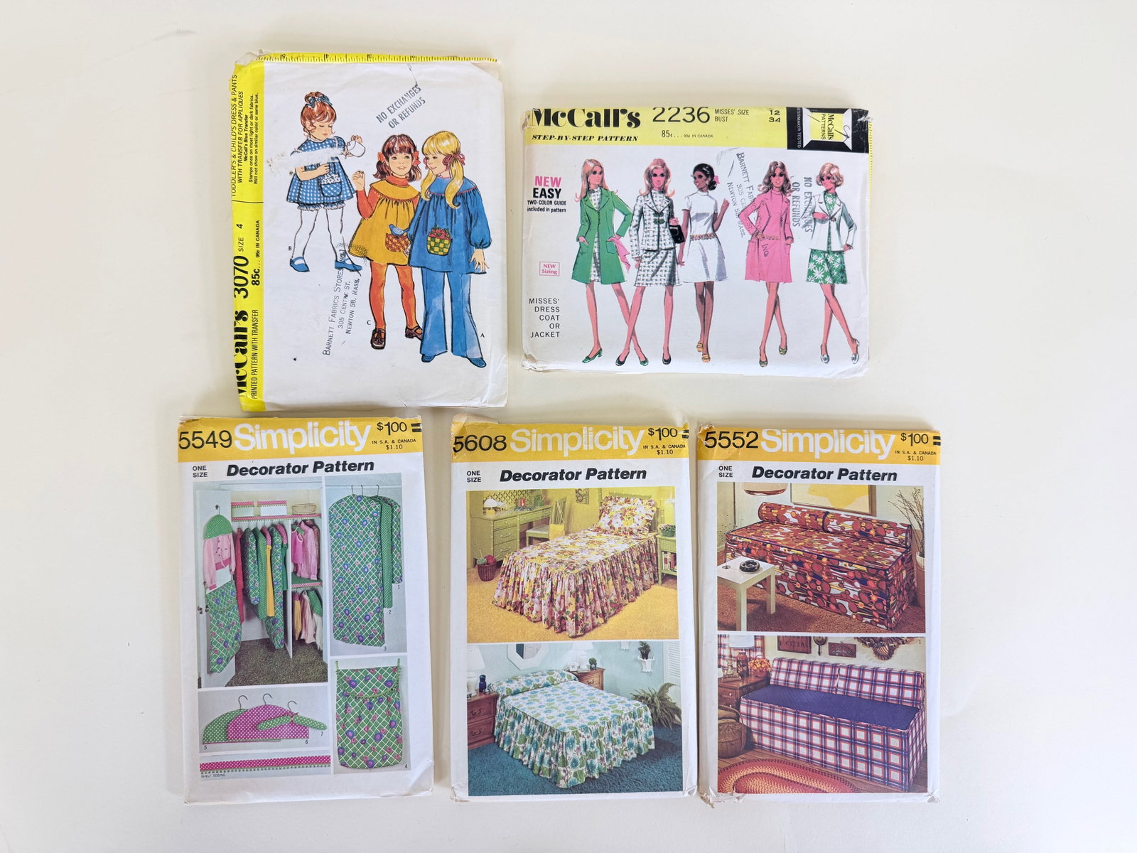 MCCALLS & SIMPLICITY DRESS & DECOR PATTERNS, 1960s-1970s (1 of 2)