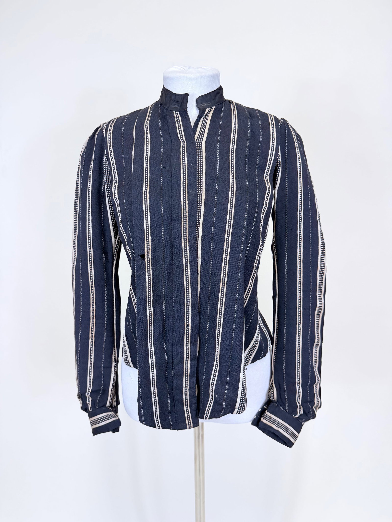 CREAM & BLACK STRIPED WOOL BODICE, 1900 (1 of 6)