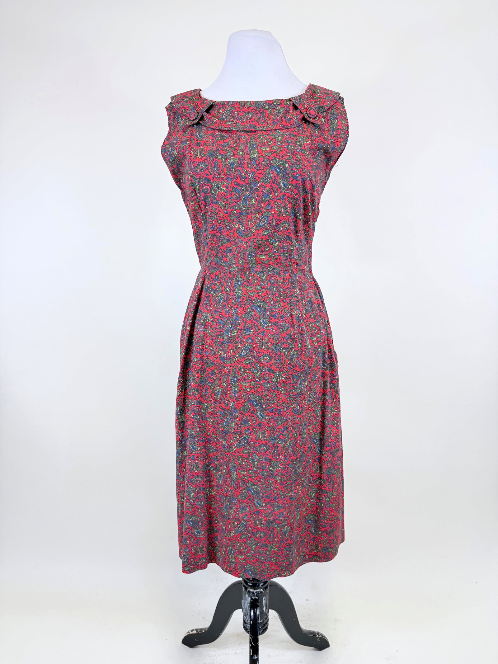 COTTON PAISLEY PRINT DAY DRESS, LATE 1950s-EARLY 1960s (1 of 7)
