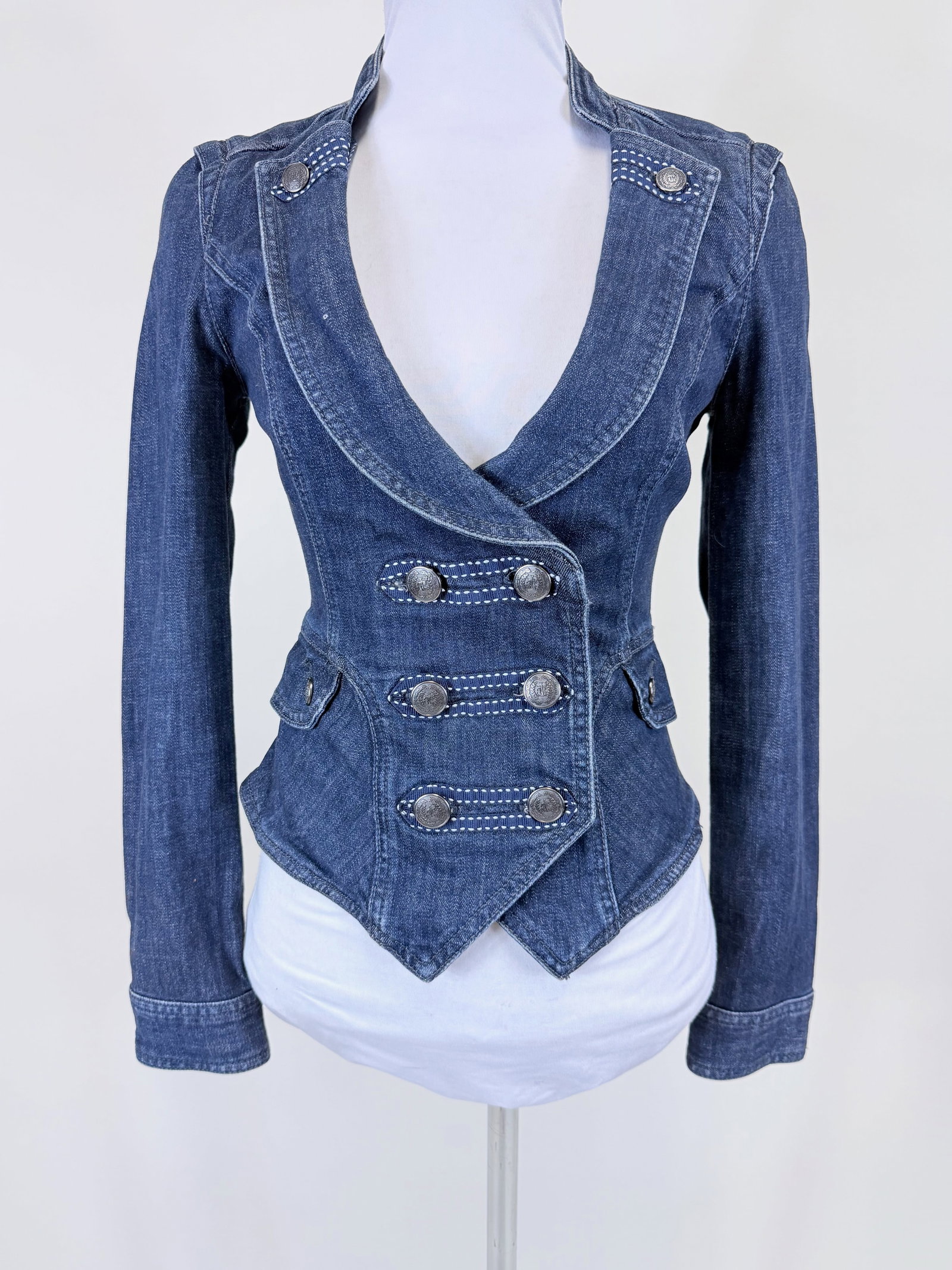 GUESS DOUBLE BREASTED DENIM JACKET, MODERN - 5