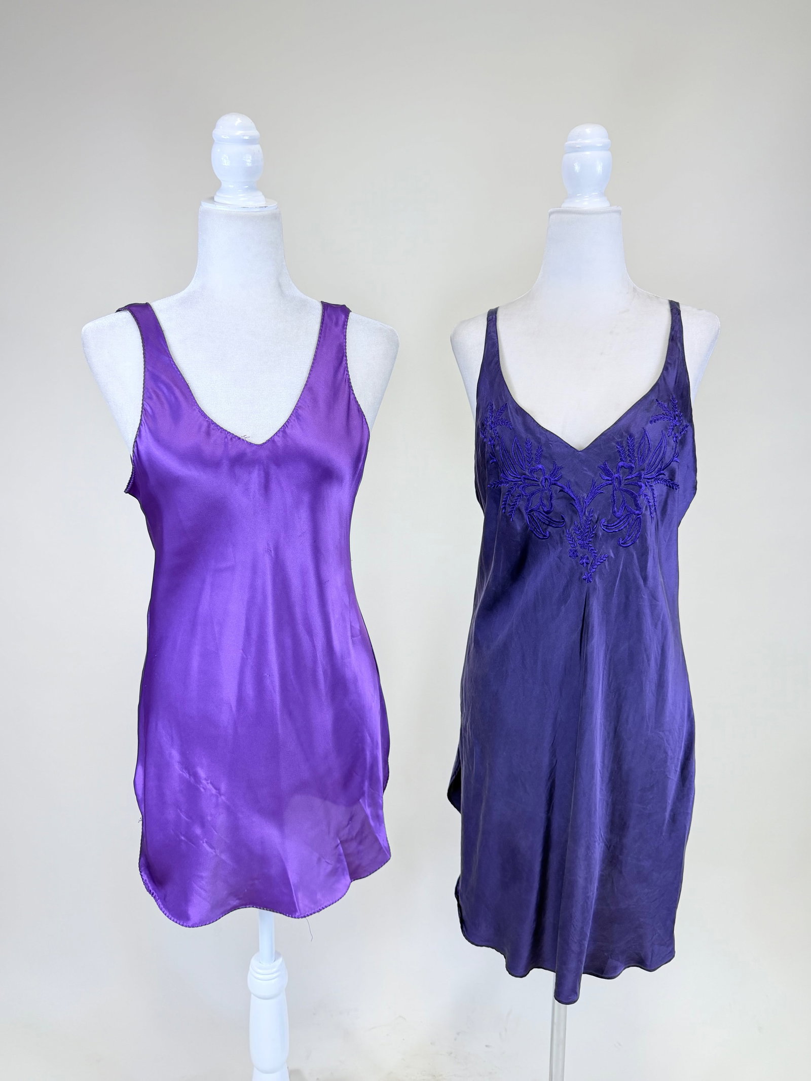 TWO PURPLE SILK OR SYNTHETIC SLIPS, 1990s-200s (1 of 8)