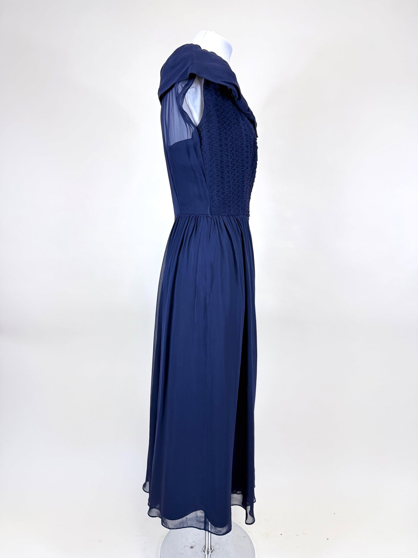NAVY GEORGETTE EVENING DRESS, 1950s - 3