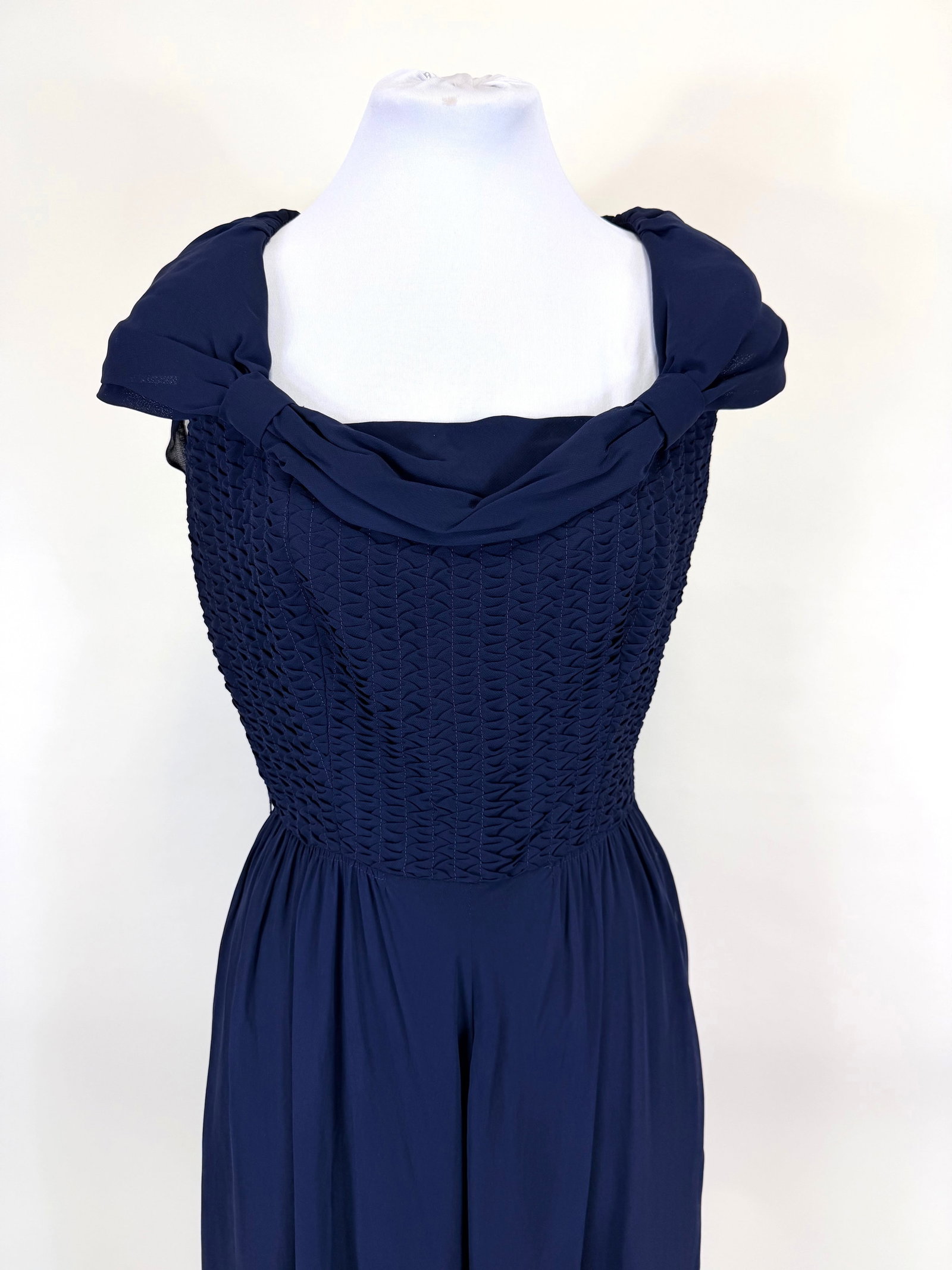 NAVY GEORGETTE EVENING DRESS, 1950s - 5