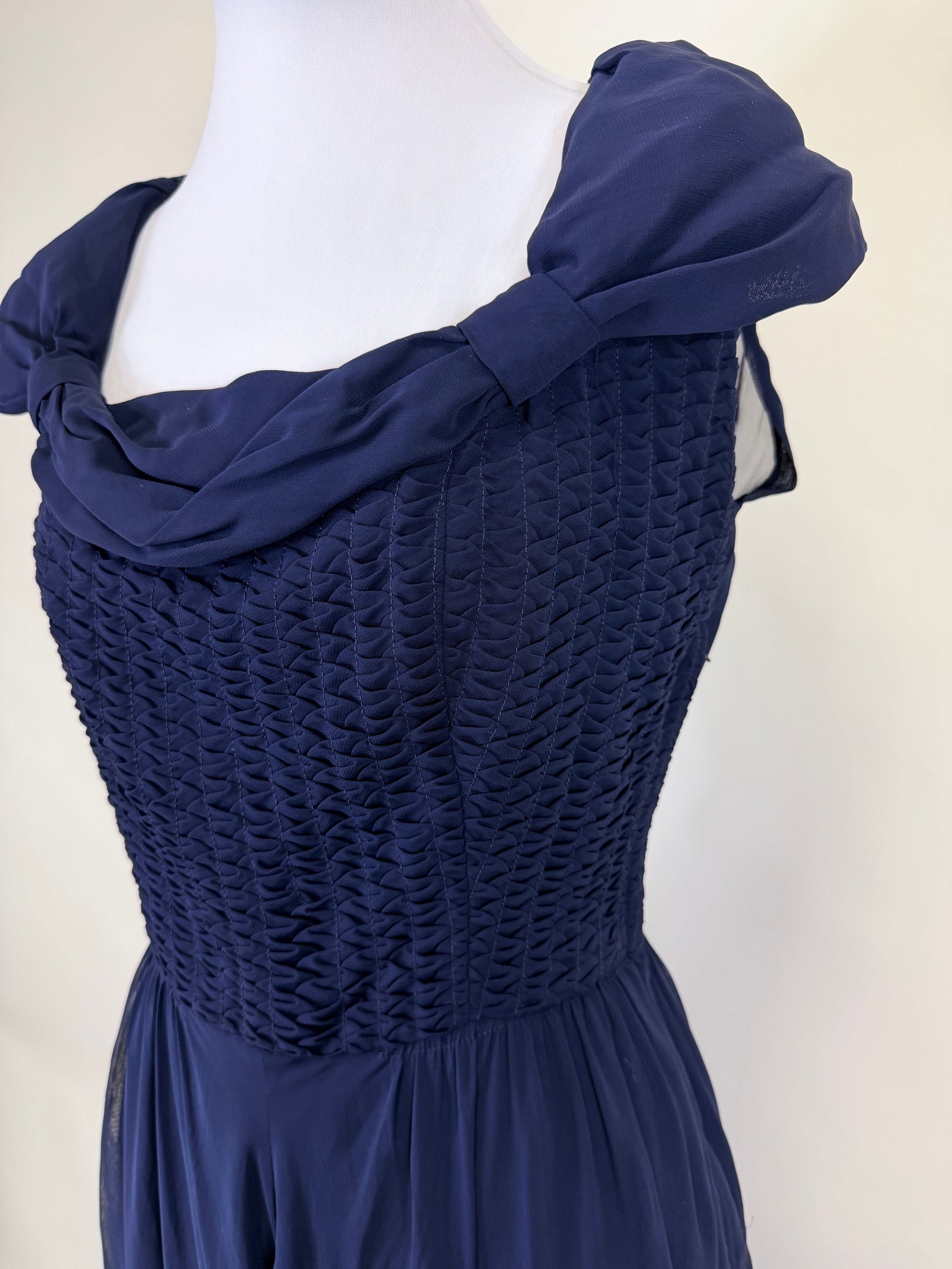NAVY GEORGETTE EVENING DRESS, 1950s - 6