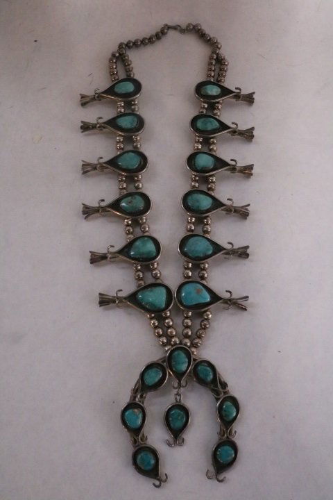 Sterling Silver Navajo Squash Blossom Necklace, circa (1 of 7)