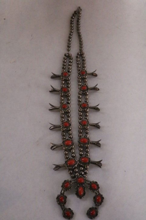 1930's Sterling Silver Navajo Squash Blossom Necklace (1 of 7)