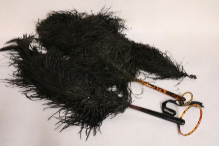 Victorian Black Ostrich Feather Fans and (1 of 5)