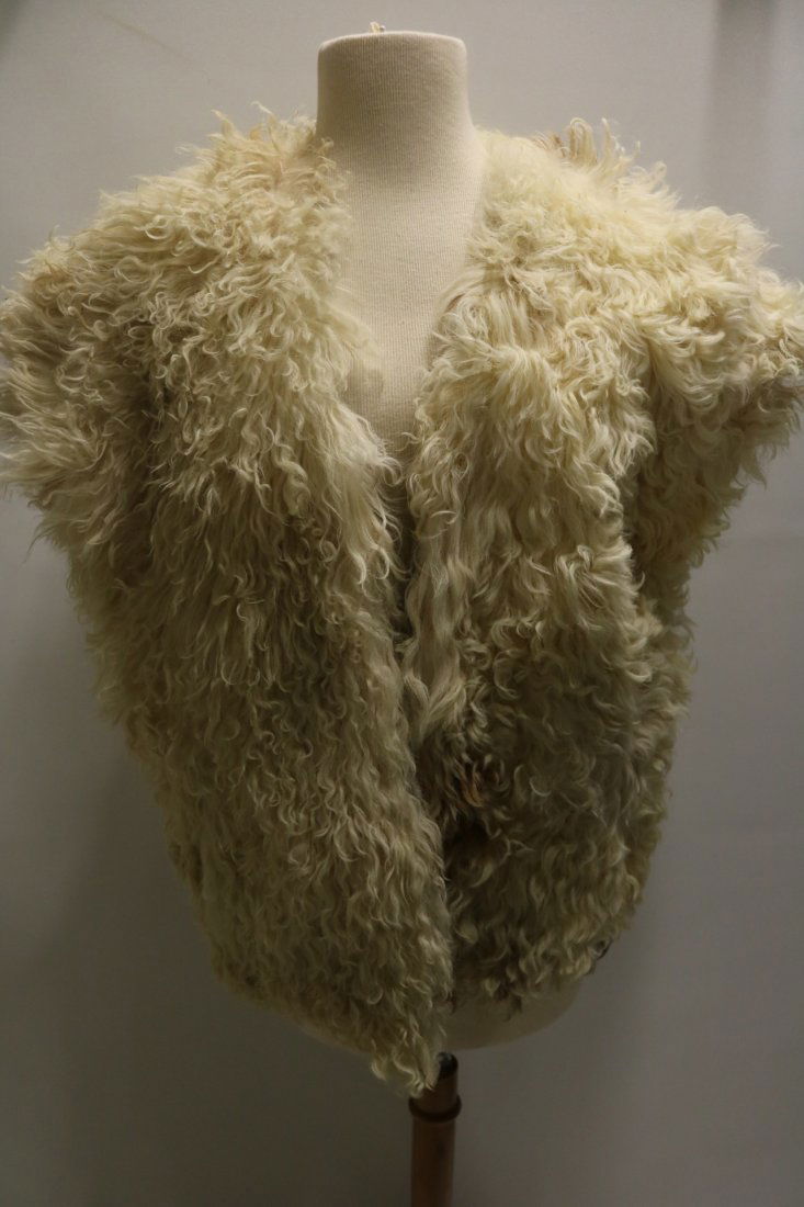 Vintage Curly Lamb Vest Mongolian Natural Fur, 1970's (1 of 3)