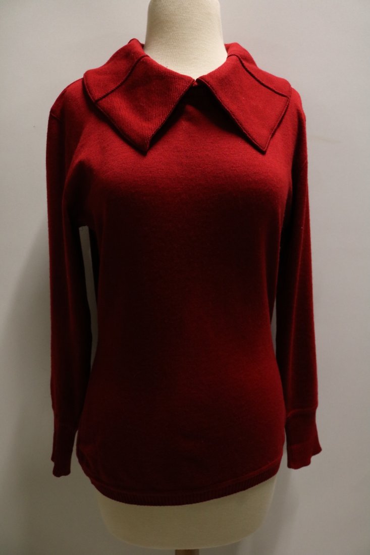 Claude Montana Paris red Knit Sweater, woman's circa (1 of 6)