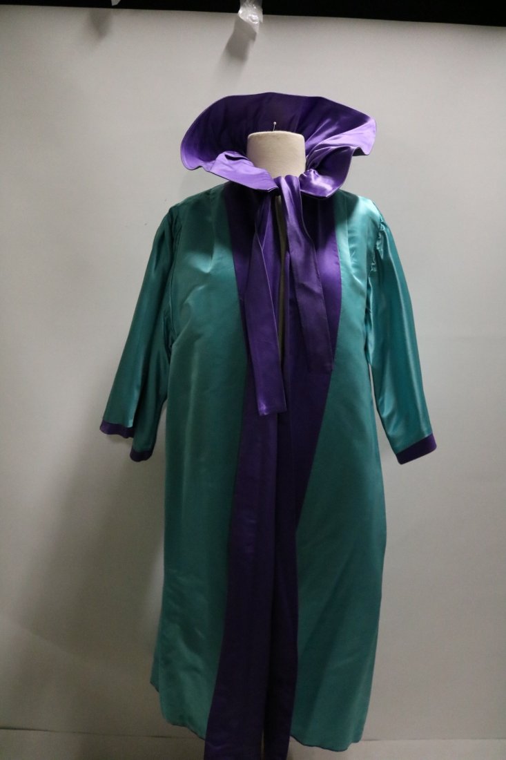 Satin 1960's Vintage Opera Coat in Turquoise and Purple (1 of 7)