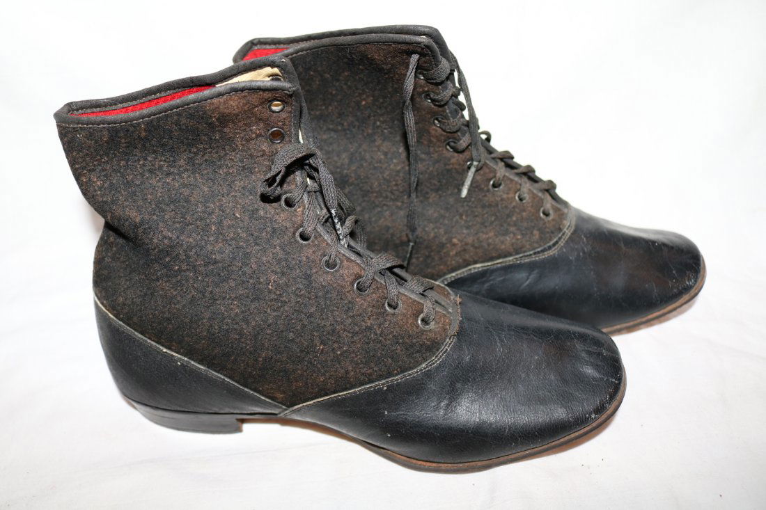 Victorian Leather & Wool Ladies Boots, by Medicated: measures 10 inches from heel to toe