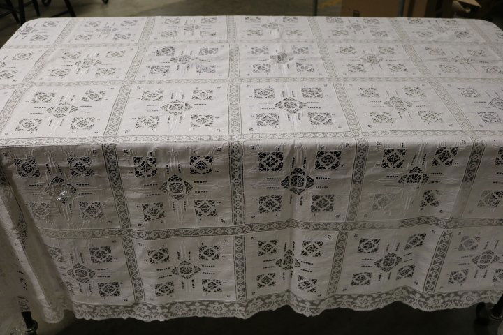 Vintage Lace Squares and Cut Work Embroidered Table (1 of 4)
