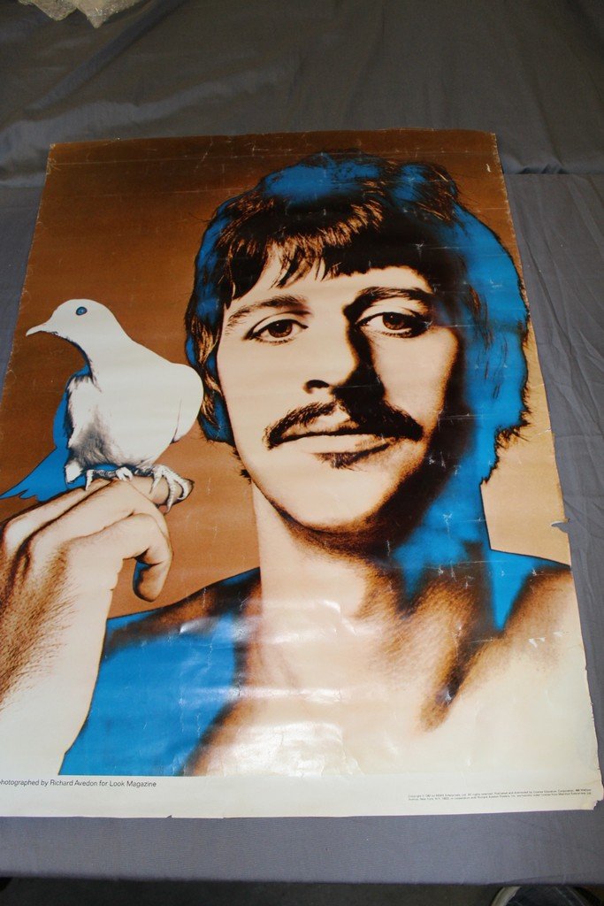 Vintage Beatles Ringo Star Poster: 1 of set of 4 posters Photographed by Richard Avedon for Look Magazine 1967 by Nems Enterprises 31" 22 1/2" frame shown in photos is available if you would like it.