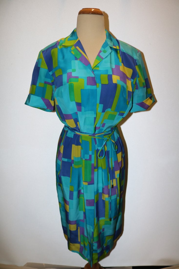 1980's August Silk Shirt Dress, size 8 (1 of 5)