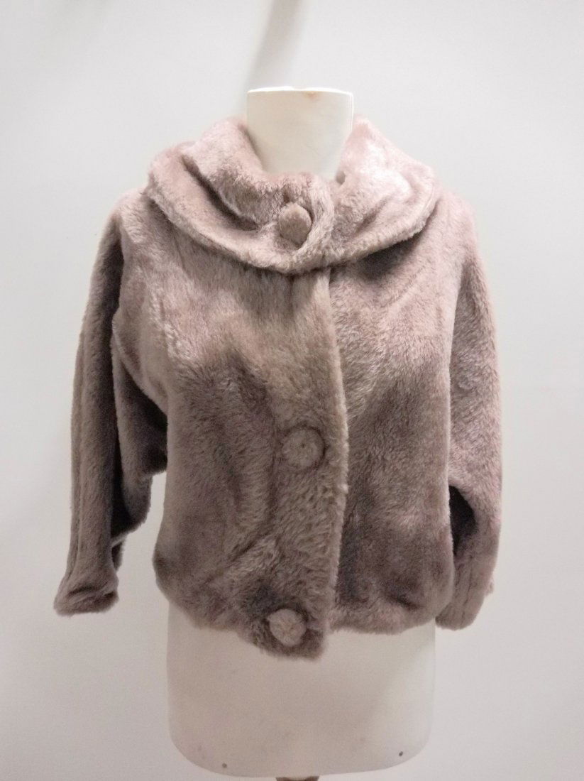 vintage 1950s faux fur jacket bolero dove gray (1 of 4)