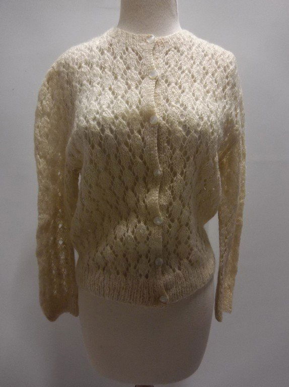 1950's Mohair Knit Cardigan Sweater: approx. 40/42 bust