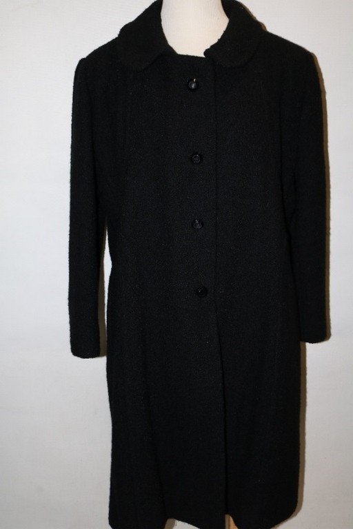 Vintage 1960's Black Wool Tweed Coat (1 of 3)