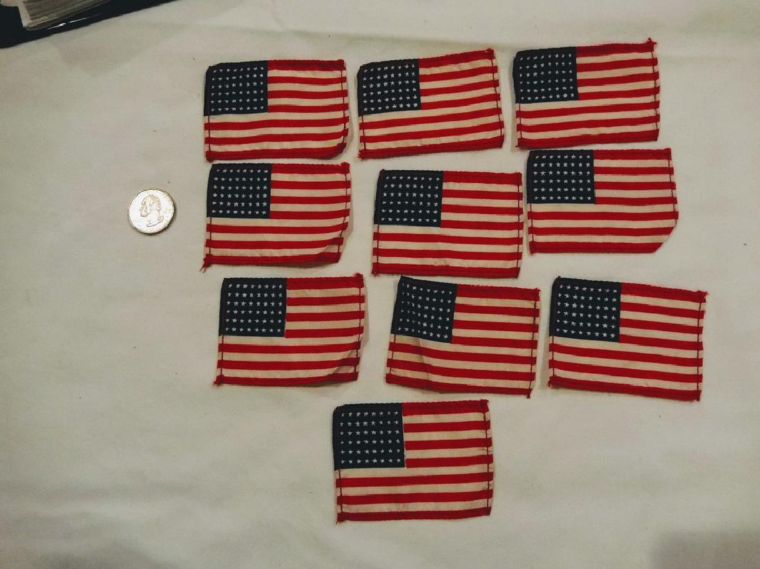lot of 10 Silk Flags with 48 stars: approx. 2 by 3 inch, tobacco silks?