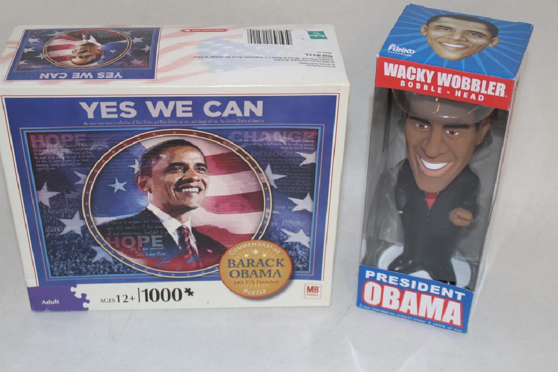 President Barack Obama Bobble-Head and Puzzle New In: Wacky Wobbler Bobble-Head by Funko, 1000 piece puzzle by Milton Bradley