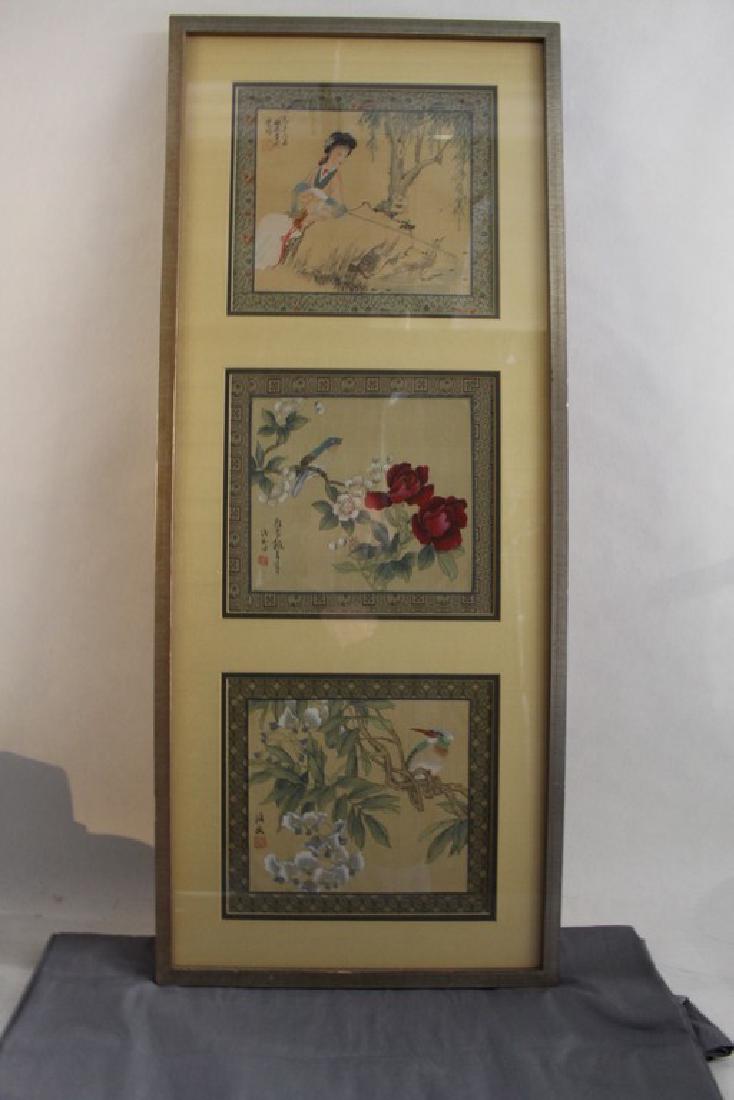 Asian Watercolor on Silk, signed (1 of 8)