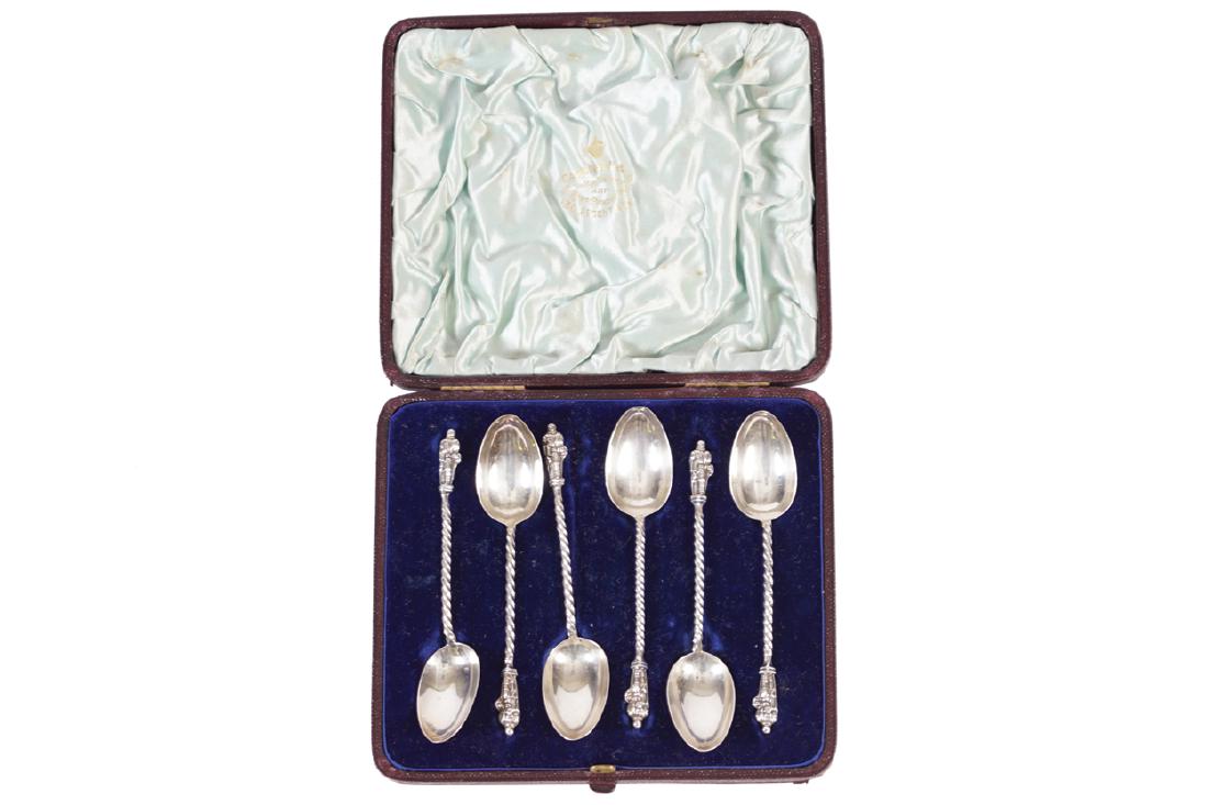 SET OF SIX SILVER APOSTLE SPOONS (1 of 1)
