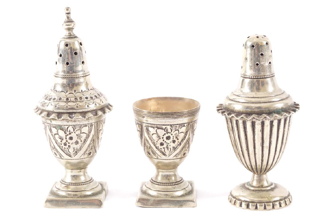 GROUP OF THREE SILVER PLATED CONDIMENTS (1 of 1)