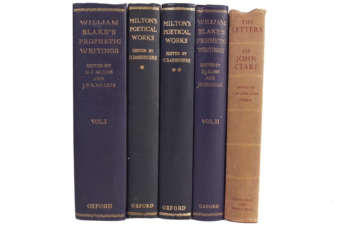 WILLIAM BLAKE. THE PROPHETIC WRITINGS.: WILLIAM BLAKE. THE PROPHETIC WRITINGS. The Clarendon Press, Oxford 1957. Two volumes. Milton's Poetical Works. The Claredon Press, Oxford 1955. Two volumes. The Letters of John Clare. Routledge, Londo
