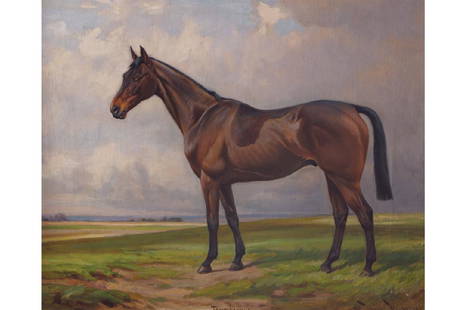 WRIGHT BARKER, EARLY TWENTIETH-CENTURY: Chestnut horse Oil on canvas Signed Dimensions:51 x 63 cm.